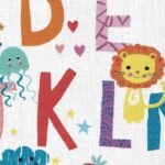 ورق جدران كوري تشكيلة حروف ملونه مع ورود مع قنديل البحر