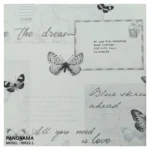 ورق جدران كوري تشكيلة فراشات مع كتابة اسود رمادي