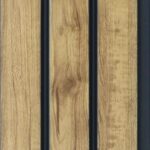 بديل خشب مضلع صيني بني فاتح فواصل اسود