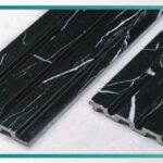 بديل خشب مضلع صيني اسود رخامي مموج ابيض